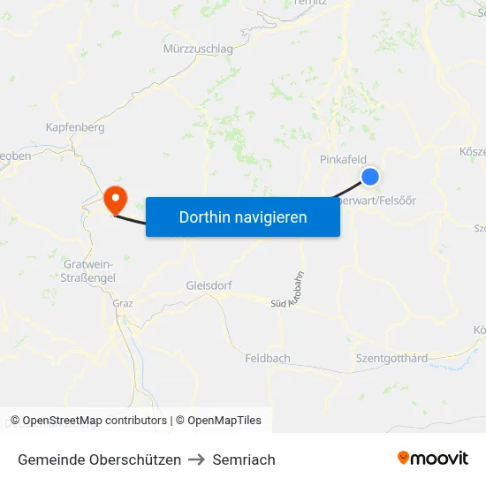Gemeinde Oberschützen to Semriach map