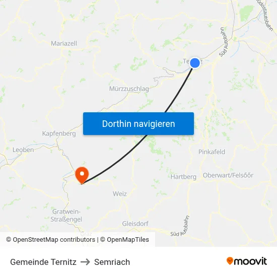 Gemeinde Ternitz to Semriach map