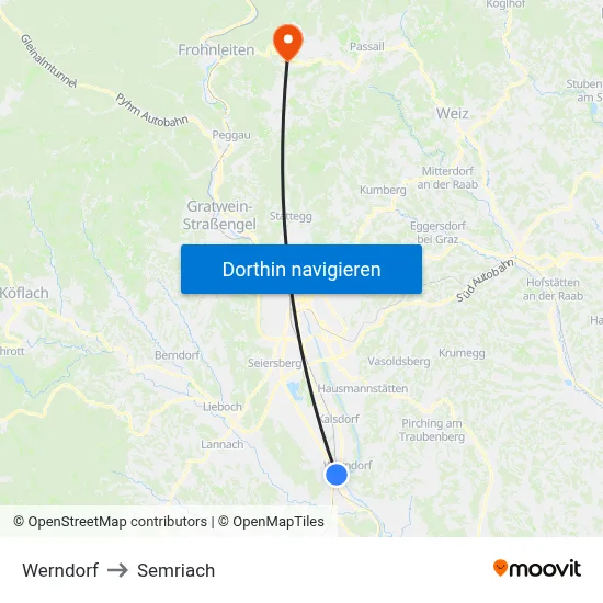 Werndorf to Semriach map