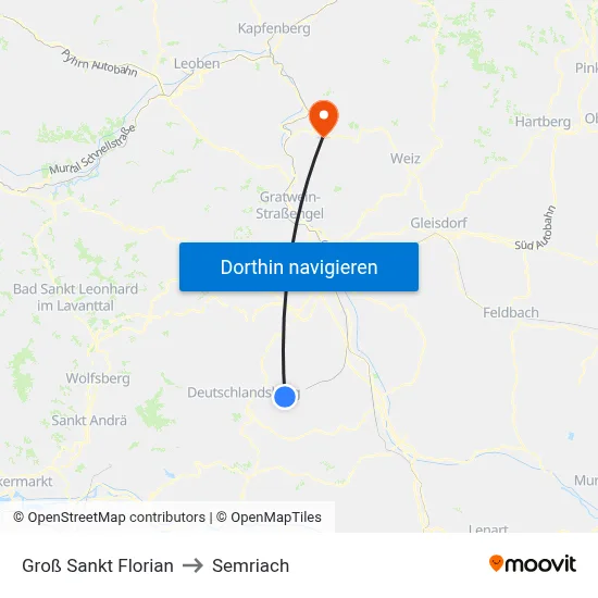 Groß Sankt Florian to Semriach map