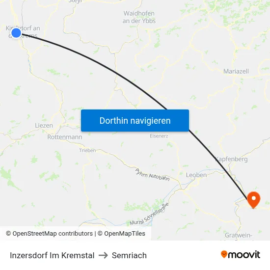 Inzersdorf Im Kremstal to Semriach map