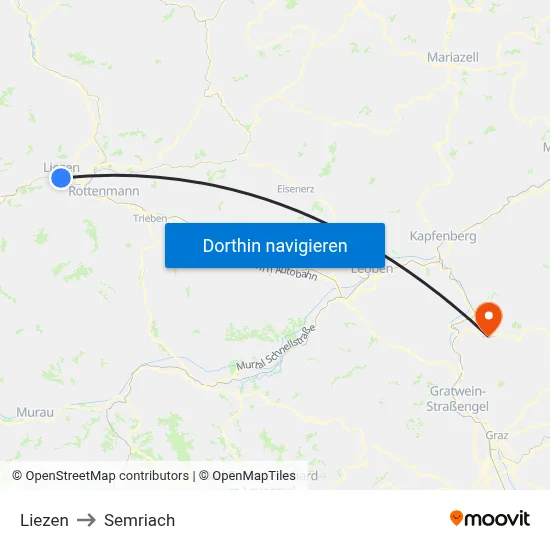 Liezen to Semriach map