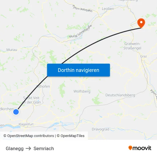 Glanegg to Semriach map