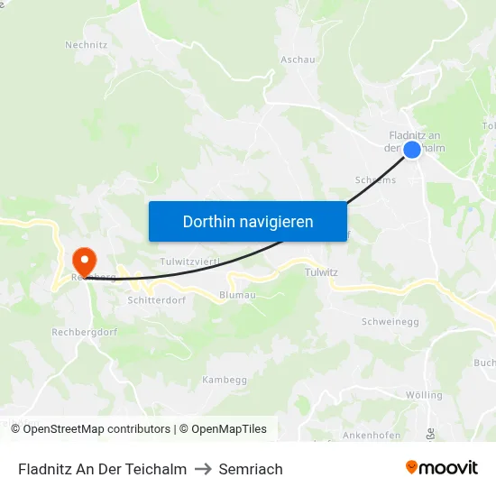 Fladnitz An Der Teichalm to Semriach map