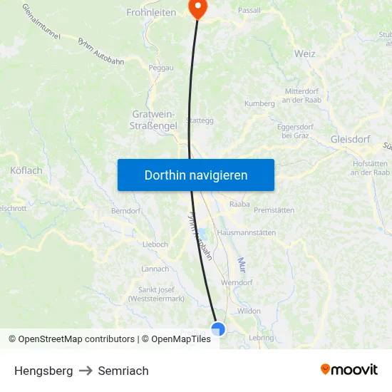 Hengsberg to Semriach map