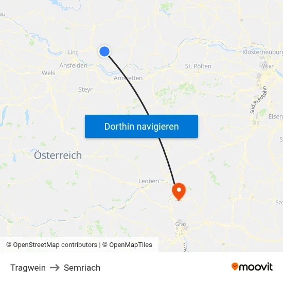 Tragwein to Semriach map