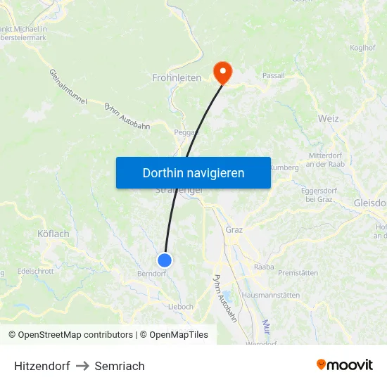 Hitzendorf to Semriach map