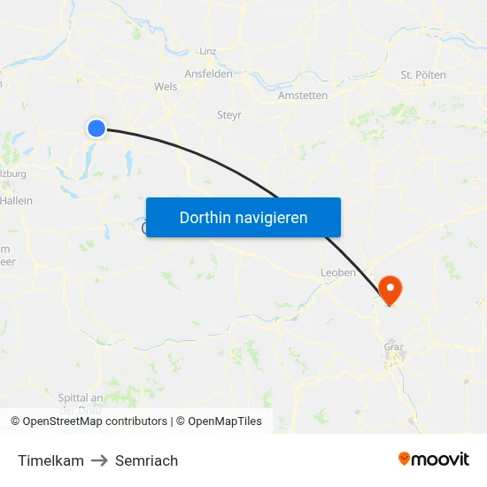 Timelkam to Semriach map