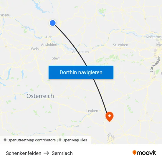 Schenkenfelden to Semriach map
