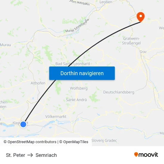 St. Peter to Semriach map