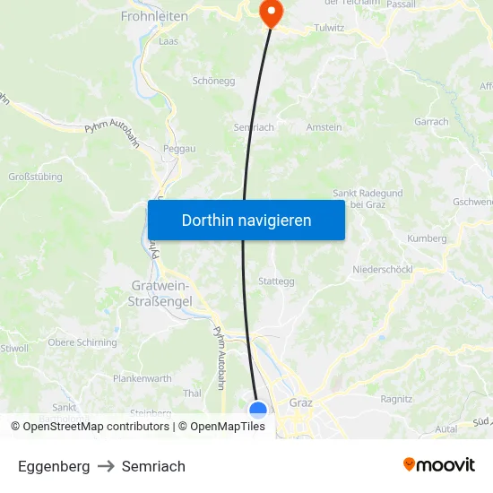 Eggenberg to Semriach map