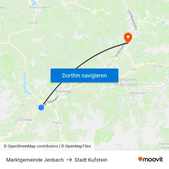 Marktgemeinde Jenbach to Stadt Kufstein map