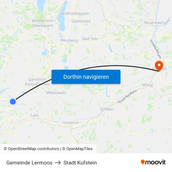 Gemeinde Lermoos to Stadt Kufstein map