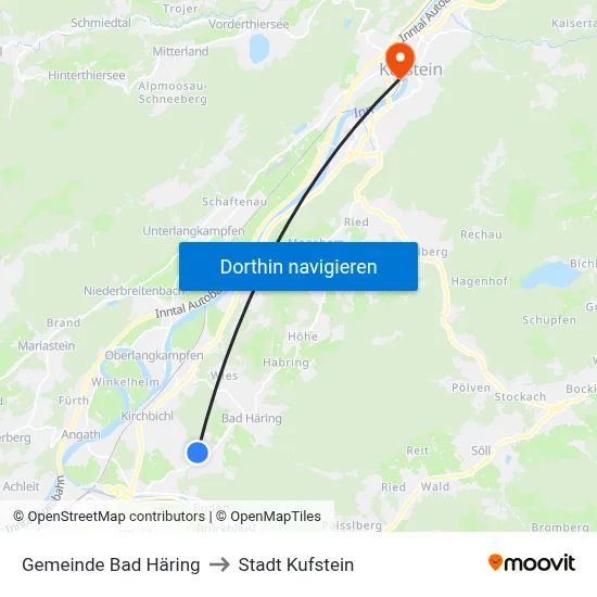 Gemeinde Bad Häring to Stadt Kufstein map