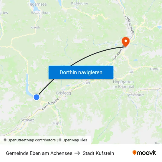 Gemeinde Eben am Achensee to Stadt Kufstein map