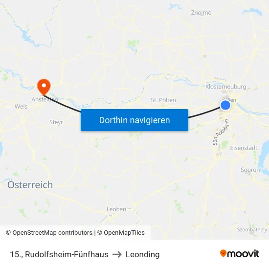 15., Rudolfsheim-Fünfhaus to Leonding map