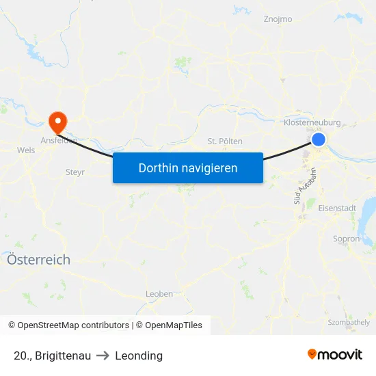 20., Brigittenau to Leonding map