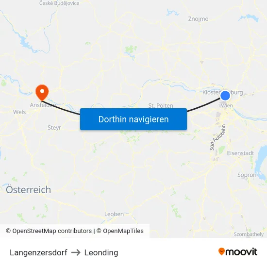 Langenzersdorf to Leonding map