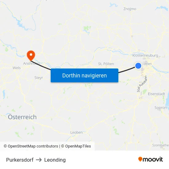 Purkersdorf to Leonding map
