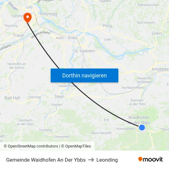 Gemeinde Waidhofen An Der Ybbs to Leonding map