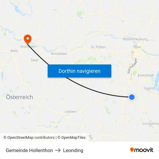 Gemeinde Hollenthon to Leonding map