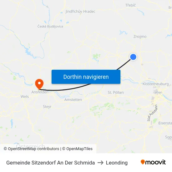 Gemeinde Sitzendorf An Der Schmida to Leonding map