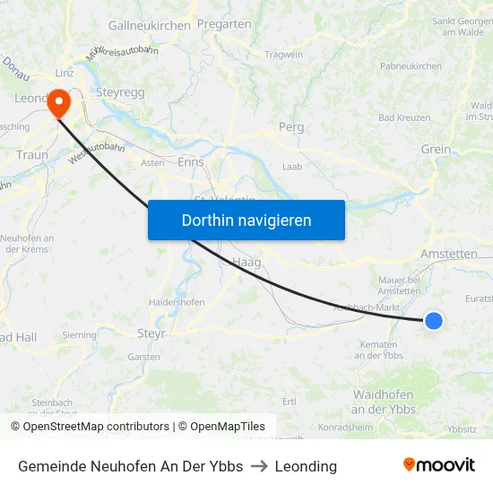 Gemeinde Neuhofen An Der Ybbs to Leonding map