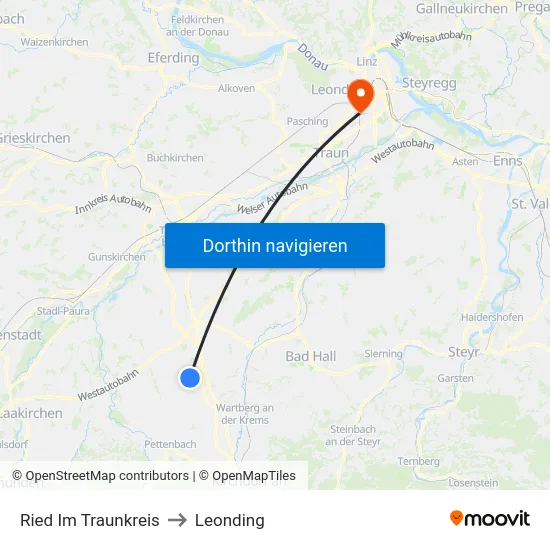 Ried Im Traunkreis to Leonding map