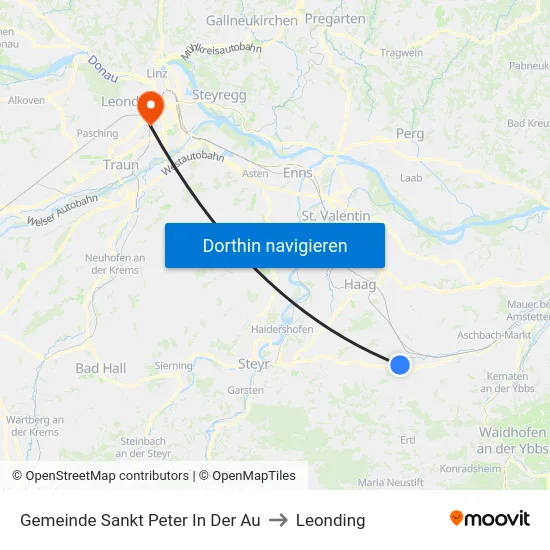 Gemeinde Sankt Peter In Der Au to Leonding map