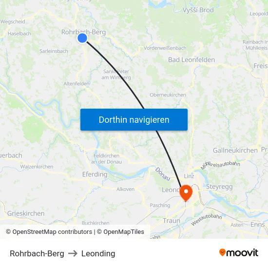 Rohrbach-Berg to Leonding map