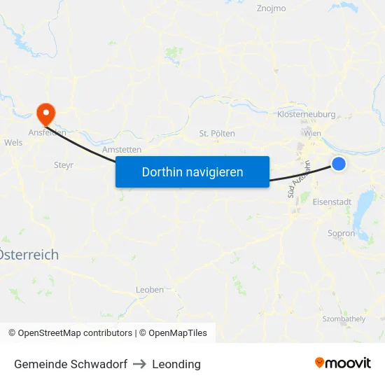 Gemeinde Schwadorf to Leonding map