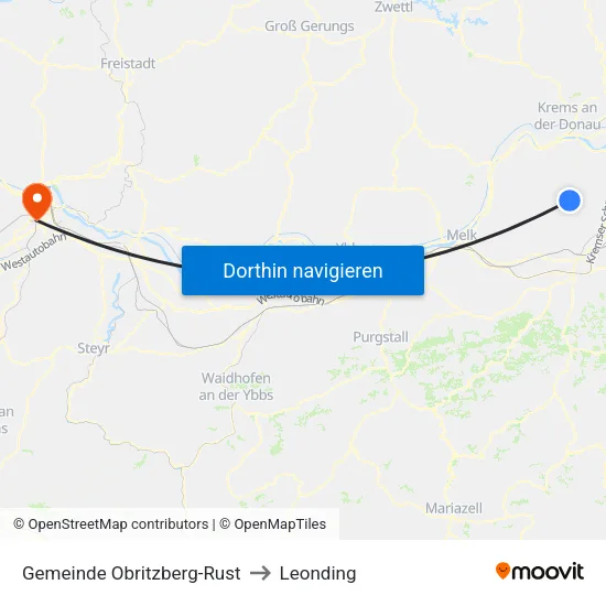 Gemeinde Obritzberg-Rust to Leonding map