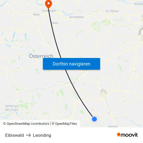 Eibiswald to Leonding map