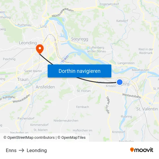 Enns to Leonding map