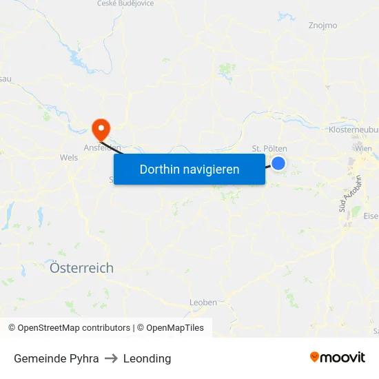 Gemeinde Pyhra to Leonding map