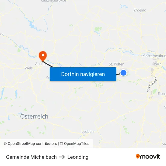 Gemeinde Michelbach to Leonding map