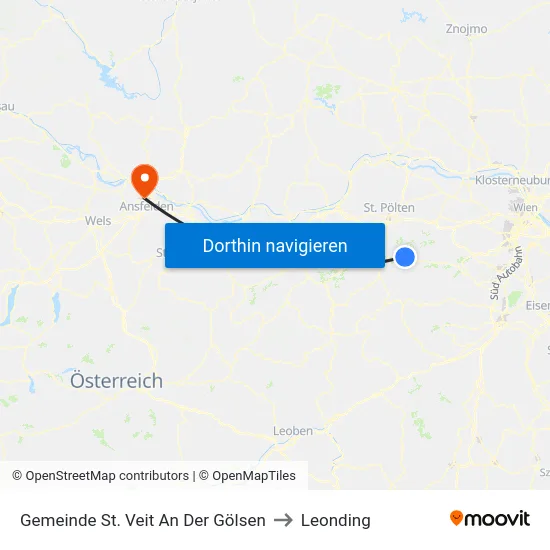 Gemeinde St. Veit An Der Gölsen to Leonding map