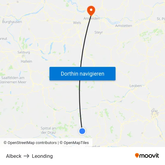 Albeck to Leonding map