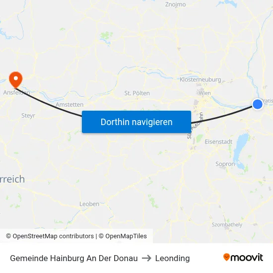 Gemeinde Hainburg An Der Donau to Leonding map