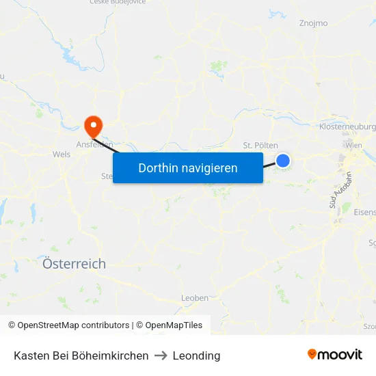 Kasten Bei Böheimkirchen to Leonding map