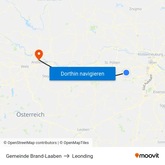 Gemeinde Brand-Laaben to Leonding map