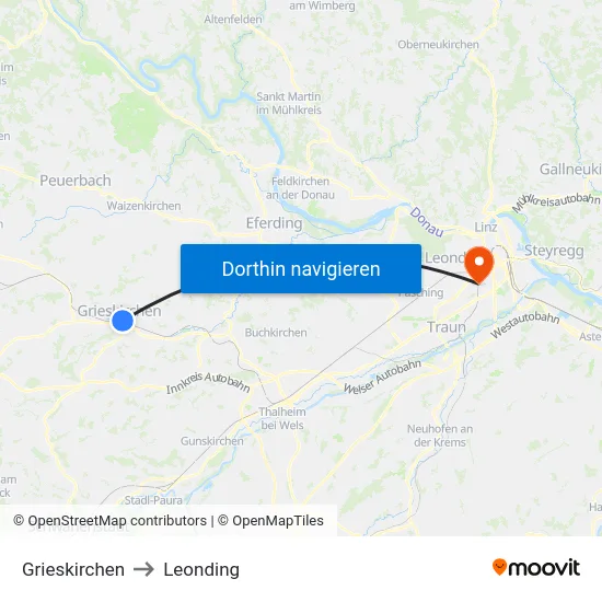 Grieskirchen to Leonding map