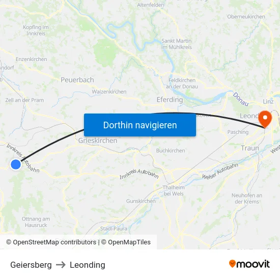 Geiersberg to Leonding map