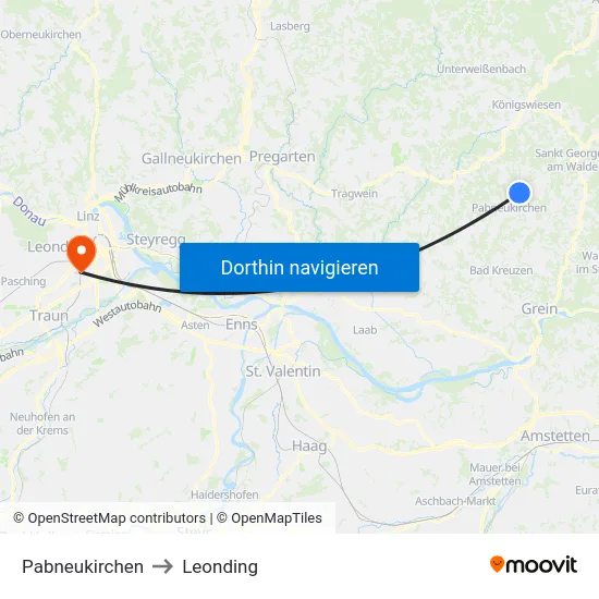 Pabneukirchen to Leonding map