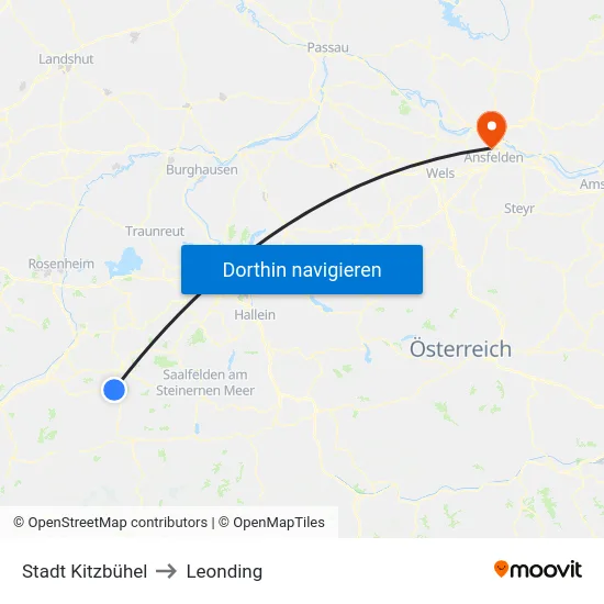Stadt Kitzbühel to Leonding map