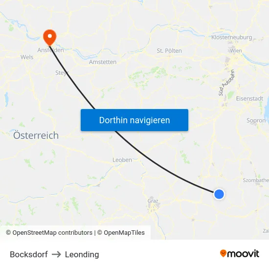 Bocksdorf to Leonding map