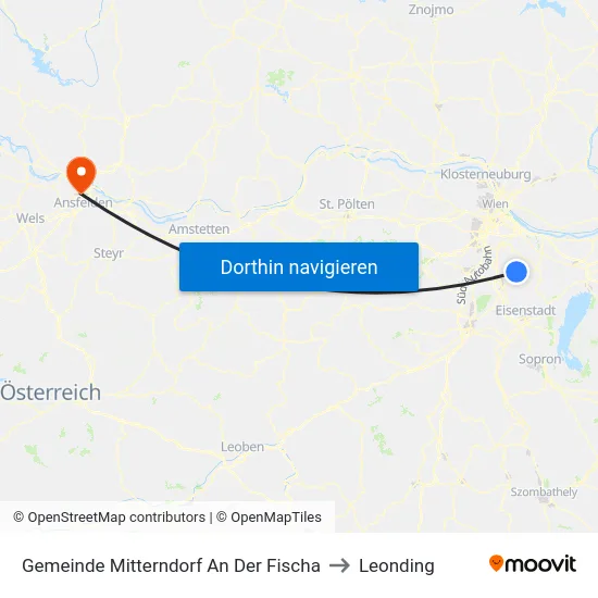 Gemeinde Mitterndorf An Der Fischa to Leonding map