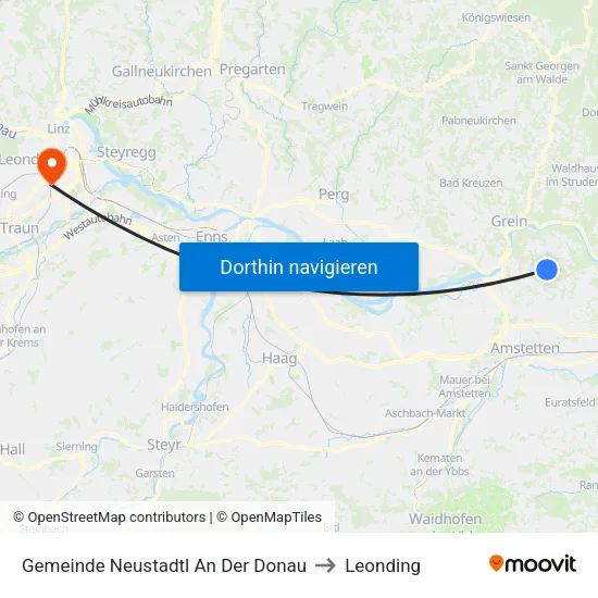 Gemeinde Neustadtl An Der Donau to Leonding map