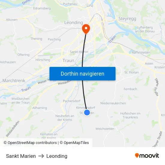 Sankt Marien to Leonding map