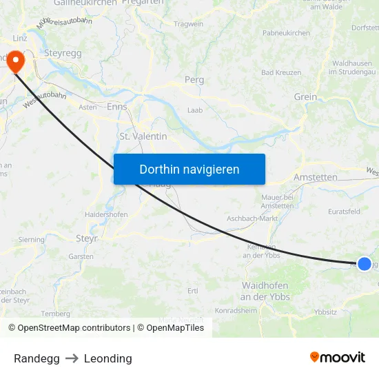 Randegg to Leonding map